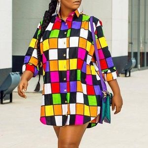 SOLD Casual Patchwork Multicolor Mini Shirt/Dress